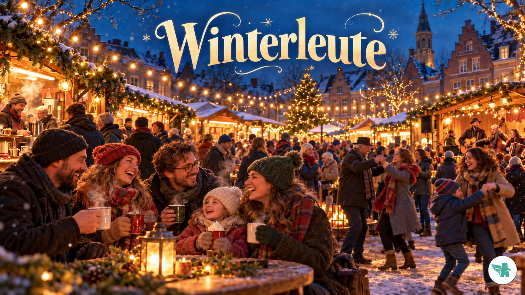 Winterleute met subtiel turquoise logo